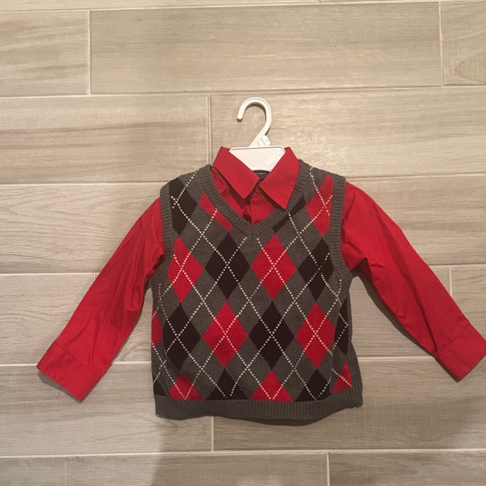 Boys Button Down Shirt with Sweater vest